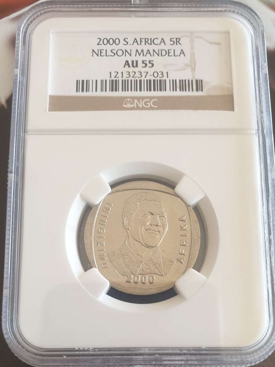 2000 Mandela R5 NGC Graded AU55 Plus a Madiba Legacy Series Comic Book as per images!!