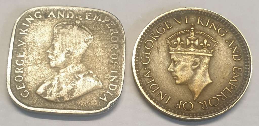 Ceylon 1912 Five Cents and 1943 Twenty Five Cents as per images.Bid is for both coins !!!