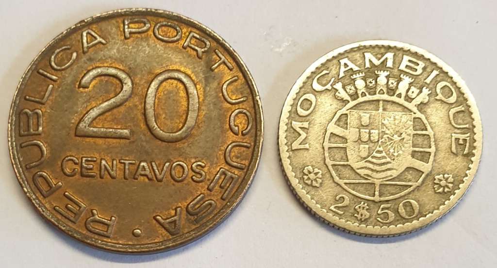 Colonia de Mocambique 1936 Twenty Centavos and 1953  2$50 as per images!Bid is for both coins !!!!