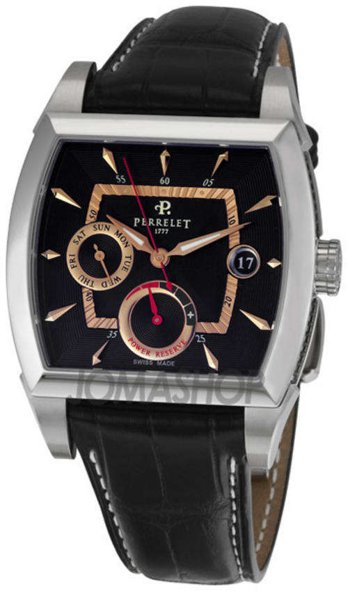 Perrelet Power Reserve Black Dial Automatic Mens Watch A1021-5