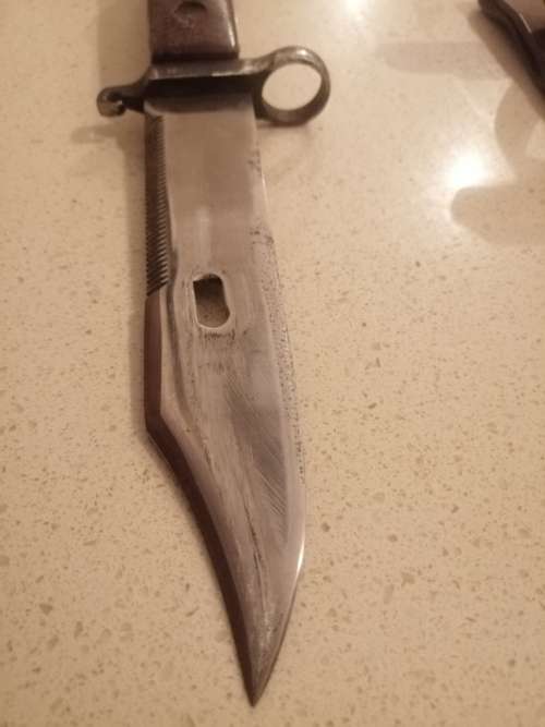 ### Reduced!! - Possibly Romanian AK 47 bayonet with frog and Scabbard ###