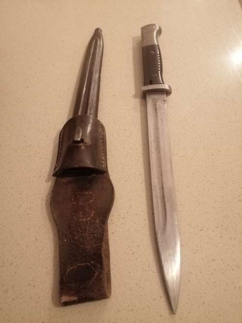 # Going, GoingG.... K98 P Weyersberg Bayonet inc Frog and Scabbard, though not for this bayonet #