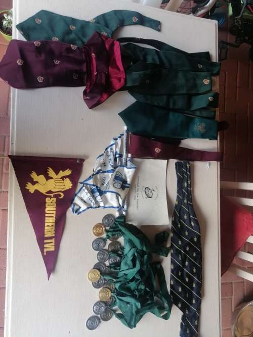 ### Sporting Tracksuit tops Ties and medals Springbok history memorabilia  ###