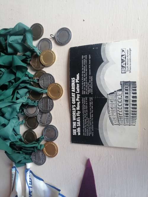 ### Sporting Tracksuit tops Ties and medals Springbok history memorabilia  ###