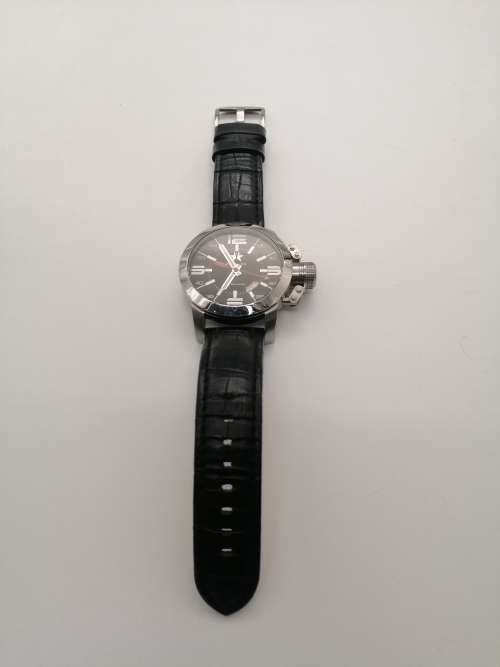 ### 1 Day Auction!! Metal CH Swiss oversize watch 56mm with Leather strap almost new!! ###