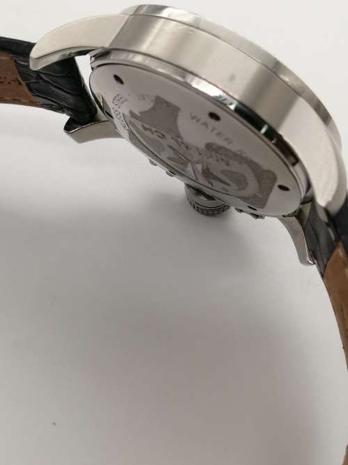 ### 1 Day Auction!! Metal CH Swiss oversize watch 56mm with Leather strap almost new!! ###