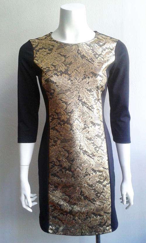 Woolworths Gold Lace Panel Dress - Size 10