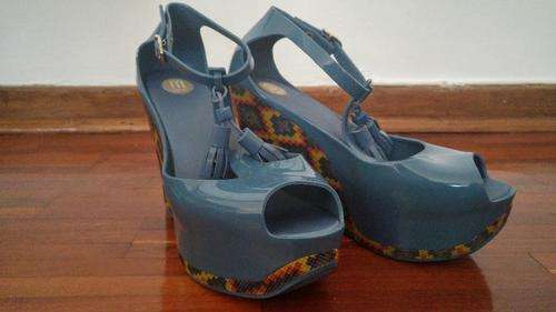 Melissa Shoes Blue Platform Wedges - Size 6/39 Jelly Shoes