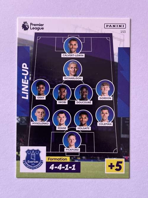 Panini Premier League Adrenalyn XL 2023 Soccer Card 153 Everton FC Line-up