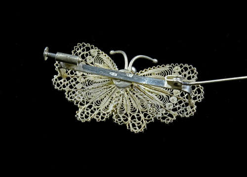 Silver Filigree Butterfly Brooch by Merlo Sebastiano