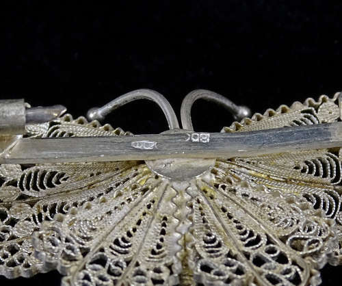 Silver Filigree Butterfly Brooch by Merlo Sebastiano