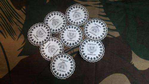 32 Battalion bar coasters - used (8 available in one lot)