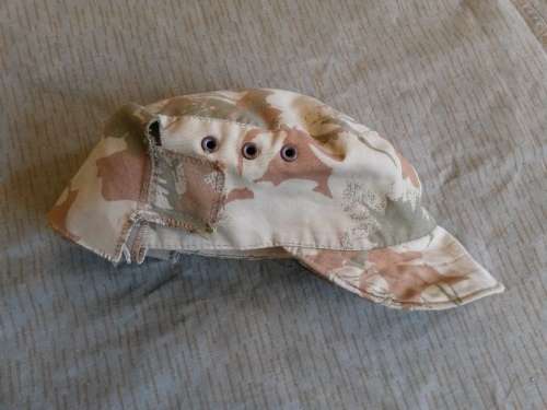 early (with label dd 1970) SAP (Rhodesia era?) thin camo cloth basic flap-cap - size "7" (fits 58)