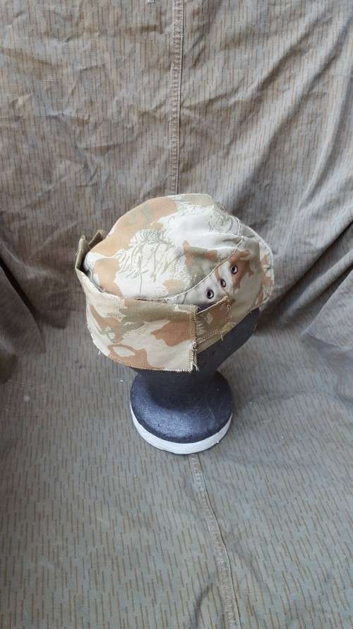 early (with label dd 1970) SAP (Rhodesia era?) thin camo cloth basic flap-cap - size "7" (fits 58)