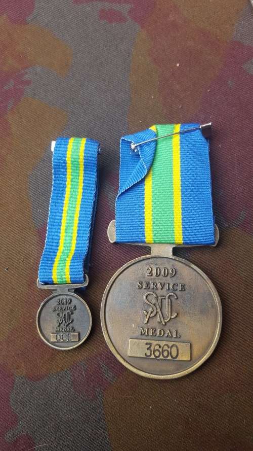 SADC Peace Support Operations medal (full size and mini) with ribbons - very scarce set (numbered)