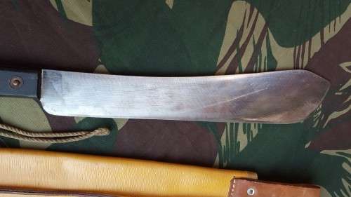 SADF/ UDF era "Martindale" type machete with original leather sheath - used condition