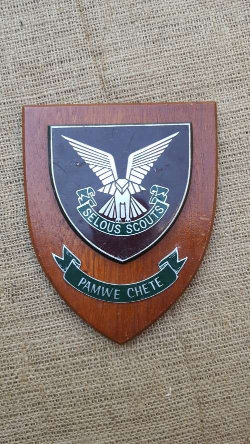 very scarce Rhodesian bushwar era original Selous Scouts period plaque - in great condition