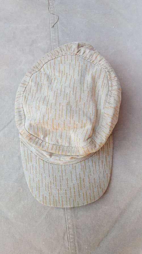 REPRO custom made (re-purposed cloth) EG "falling rain" strichtarn "Cuban" hard-brim cap fits 59