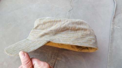 REPRO custom made (re-purposed cloth) EG "falling rain" strichtarn "Cuban" hard-brim cap fits 59