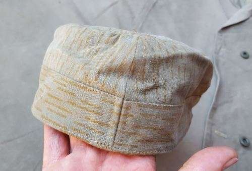 REPRO custom made (re-purposed cloth) EG "falling rain" strichtarn "Cuban" hard-brim cap fits 59