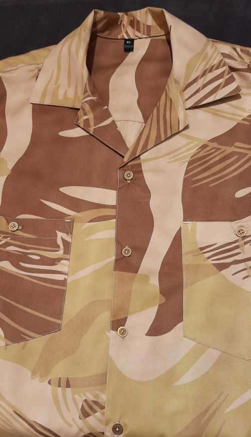 new build Hawaii style summer all-day/all-night Rhod `DRY` camo light-weight bar/lounge shirt Large