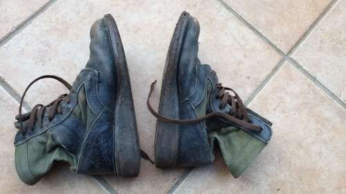 SADF era 32 Bn issued & worn "Waterkloof" size 9 issued flatsole canvas/ leather boots - used