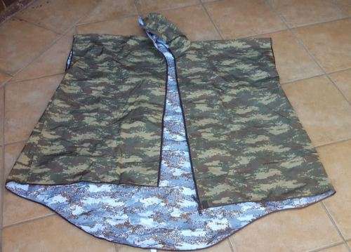 handy Turkish army issue reversible snow/ brown nylon poncho and sleeves/ gaitors - survival kit