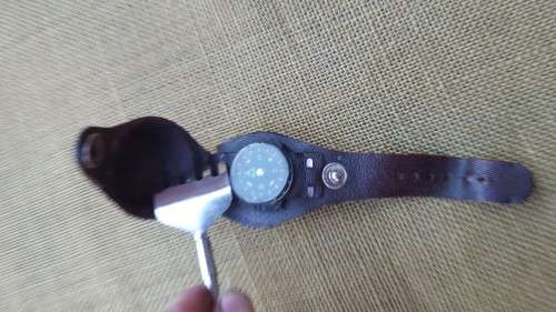 Israeli origins leather watch strap cover with compass included - small size - original bushwar era