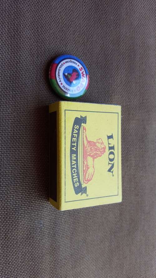 scarce period original SWAPO pin-on small metal round badge in great almost unused condition