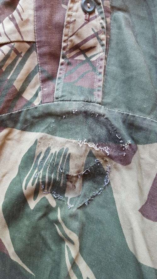 a lovely used & tailored small original Rhod camo l/s shirt no damage & 1 button (on cuff) missing