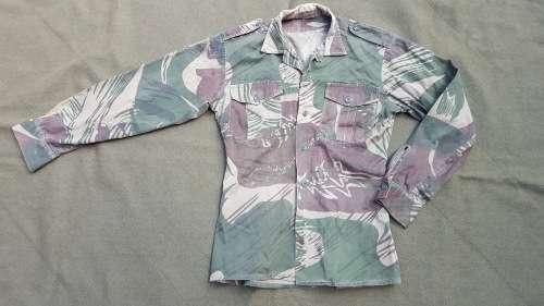 a lovely used & tailored small original Rhod camo l/s shirt no damage & 1 button (on cuff) missing