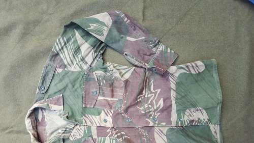 a lovely used & tailored small original Rhod camo l/s shirt no damage & 1 button (on cuff) missing