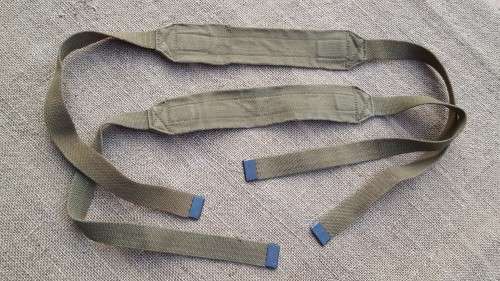 pair SAP stamped (ink stamps faint but readable) canvas patt 37 style cross straps (braces) for webb