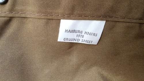 field damaged SADF era nutria ground-sheet (field stretcher) besides burn holes near mint condition