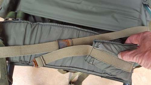 used & issued (named) Rhodesian era olive green hiking bag "pack" with H-frame - good condition