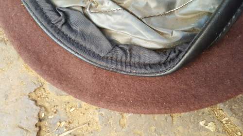 a unknown SADF era "plum" or dark brown colour wool beret dated 1977/8 - in unused good condition no
