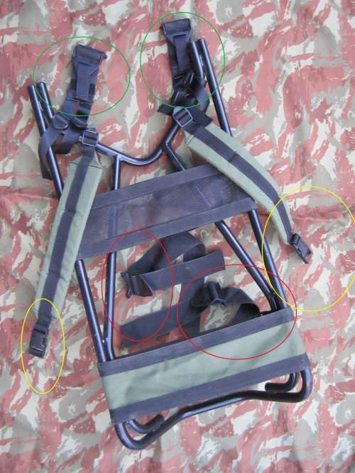 Full set old pre-1994 ex Bop BDF SF olive green straps and all fittings for frame (Frame NOT incl.)