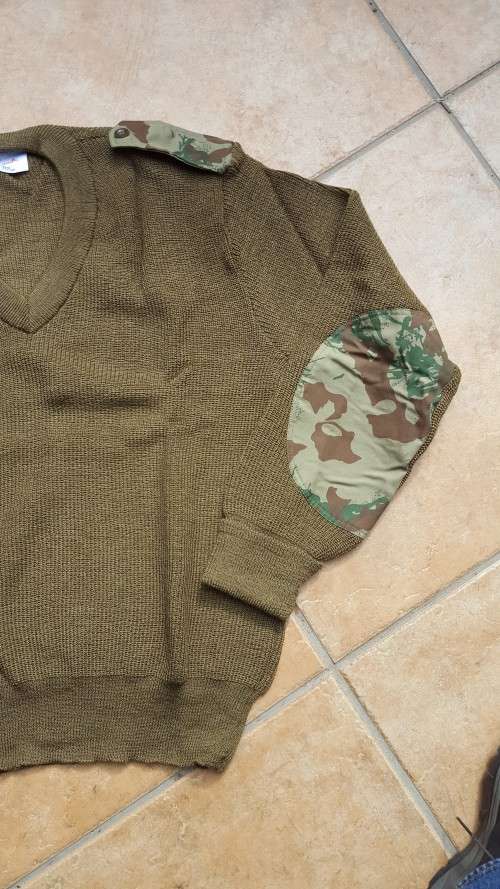 pre-1994 New & Unused & Mint size X-large (117cm) SAP era issue 80% wool jersey with camo accents
