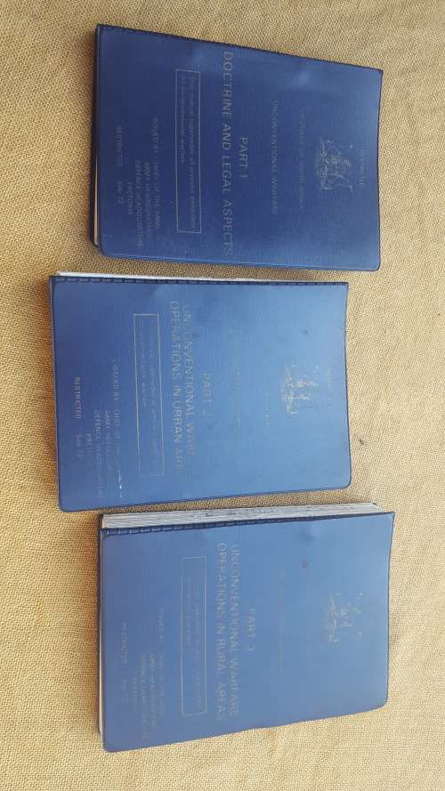 rare full set of three EARLY SADF era unconventional warfare manuals dd 1972 with original covers