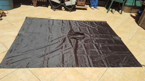 used SADF era dark nutria brown poncho almost unused no damage all strings present - water proofing