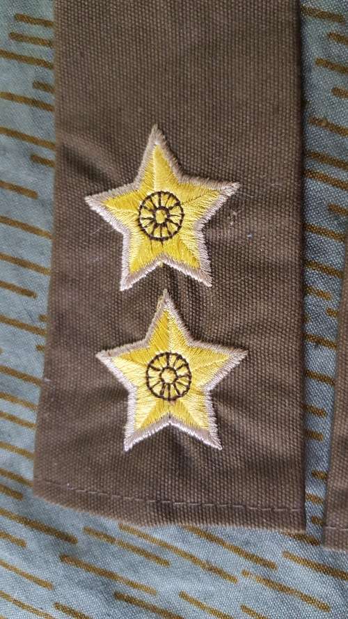 pair of unused SADF era Pvt purchase Lt officer`s rank slides in nutria for field-dress (large yello