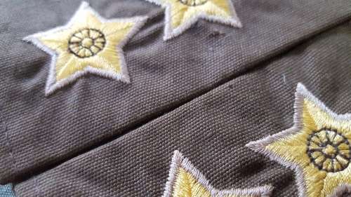 pair of unused SADF era Pvt purchase Lt officer`s rank slides in nutria for field-dress (large yello