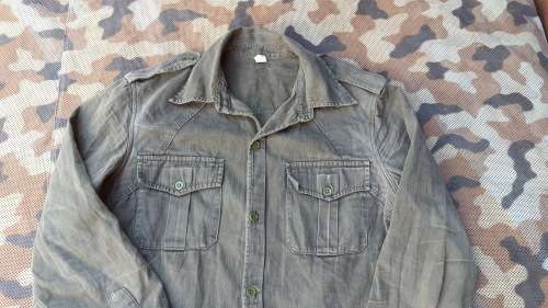 good undamged & used size Med Recce copy `C` copy camo l/s shirt olive HBT porra style 80`s vintage