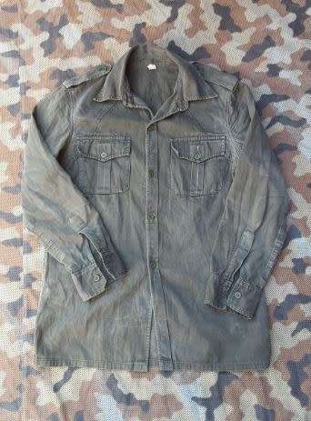 good undamged & used size Med Recce copy `C` copy camo l/s shirt olive HBT porra style 80`s vintage