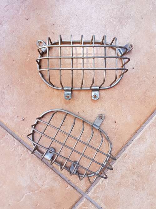 Series 3 Land Rover military SADF/ SAP pair of galvinised rear protective grills for light cluster
