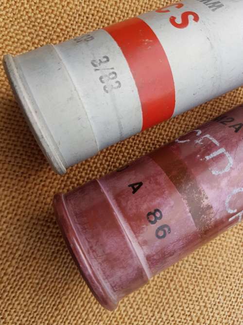 2 x SADF/ SAP era `township` duty keepsakes - empty innert 100% safe 37mm empty stopper-gun ammo ca