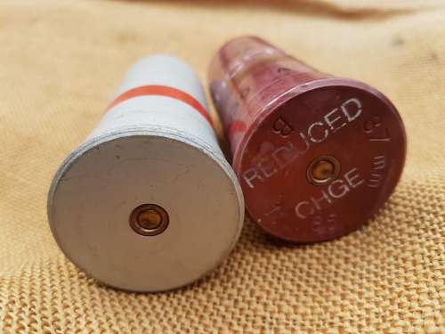 2 x SADF/ SAP era `township` duty keepsakes - empty innert 100% safe 37mm empty stopper-gun ammo ca