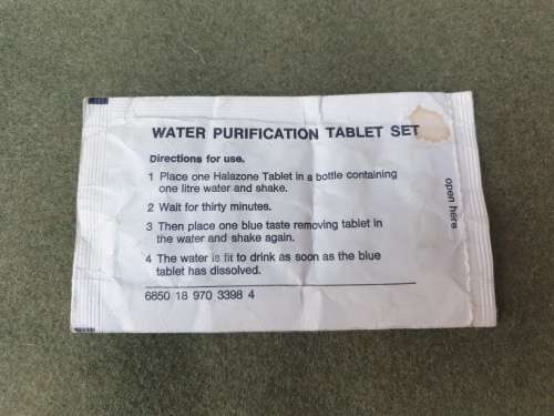 Border war era SADF issue water purification tablets blister pack - unused good condition