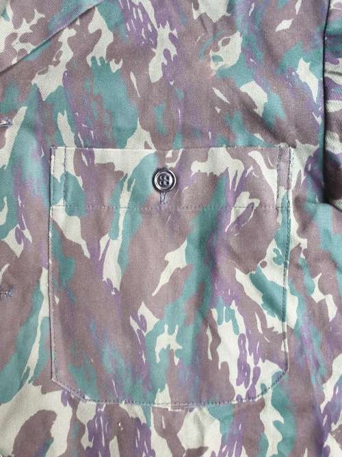 original Border war era SWAPO/PLAN used Libyan Blue camo patt l//s shirt with original Arabic label