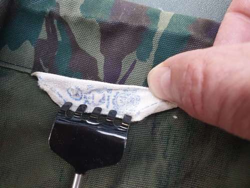 original Border war era SWAPO/PLAN used Libyan Blue camo patt l//s shirt with original Arabic label